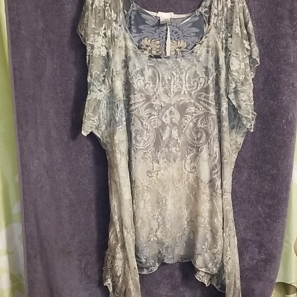 Khaki lace overlay top